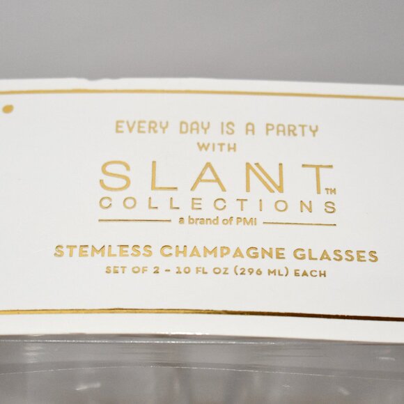 Slant Collections Stemless Champagne Glasses 10 oz Wifey & Hubby #10-04818-001 N - Picture 3 of 4